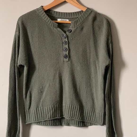olive green knit sweater - Picture 1 of 2